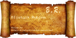 Blistyik Rubina névjegykártya